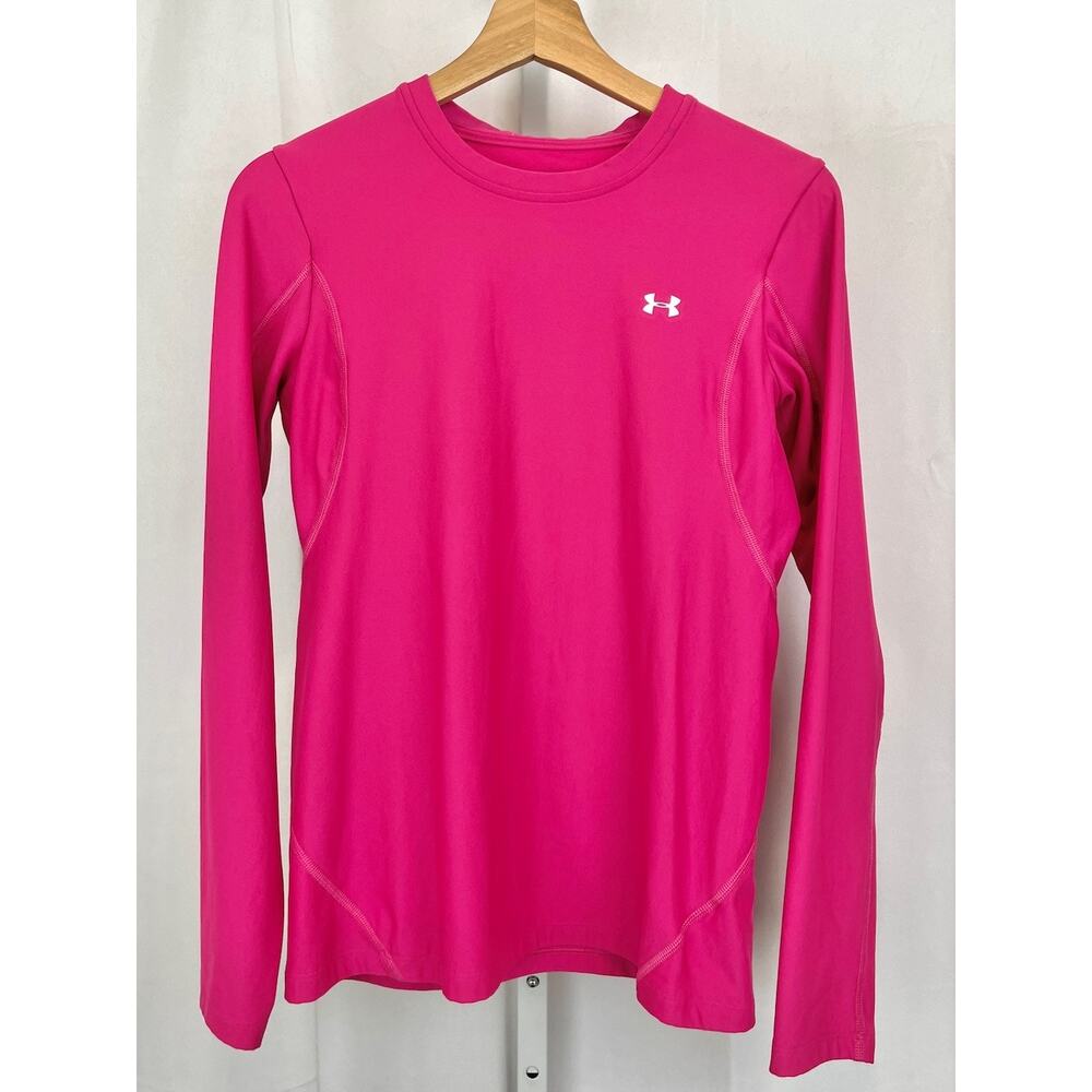 UNDER ARMOUR Womens ColdGear Long Sleeve Crew Neck Tee Shirt Top Pink Size L